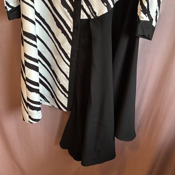 Asymmetrical black and white long sleeve dress - Picture 6 of 6